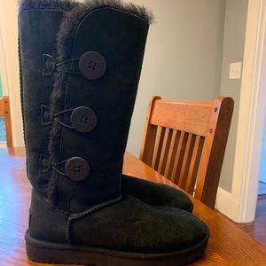 Black Tall Ugg’s with 3 Buttons